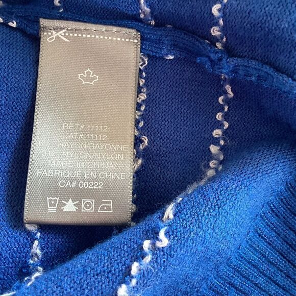 Vintage Sears blue with white polka dot cardigan sweater size medium. 0554 - Picture 7 of 7